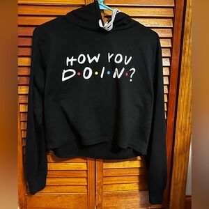 “How You Doin” Black Cropped Friends Hoodie Sweater